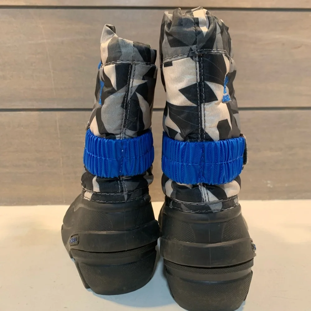 Sorel Kids Flurry Print Snow Boot Blue Gray 5 Winter Thermal Waterproof Outdoor